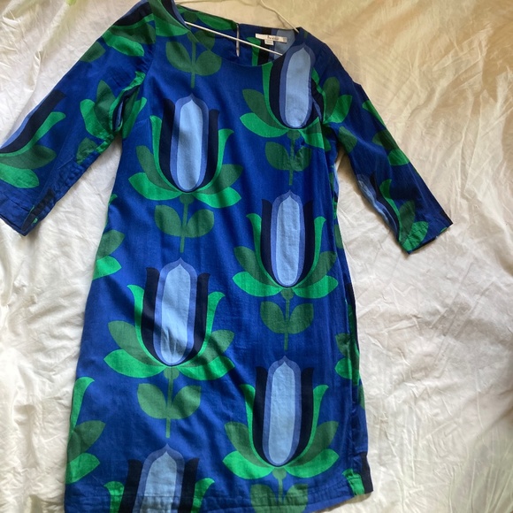 Boden blue shift dress with mod flowers, size 6 - Picture 3 of 9